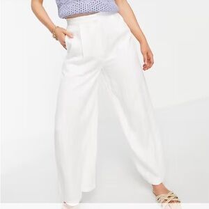 ASOS White Wide-Leg Linen Pants